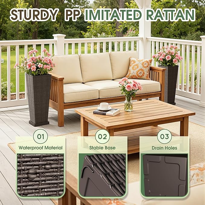 Set of 2 24 Inch Tall Plastic Planters - Image 6