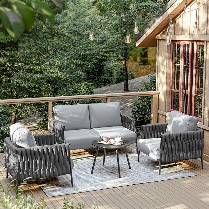 EAST OAK Life Chatter 4 Pieces Patio Furniture Set, Outdoor Furniture by EASTOAK