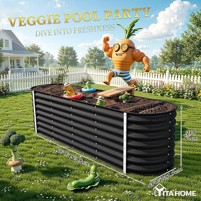 YITAHOME 24" Tall 9 in 1 Raised Garden Bed Kit, 96x24 in Large Galvanized Metal - Image 7