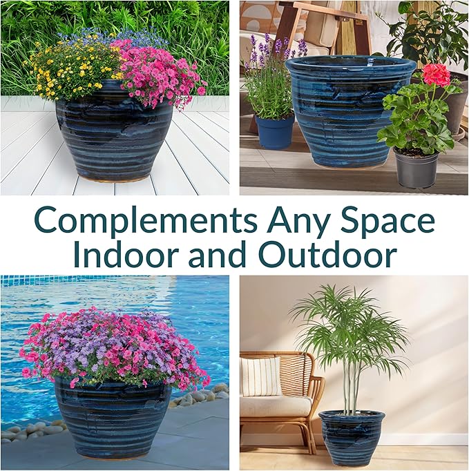 Sunnydaze Large Ceramic Plant Pot - Image 4