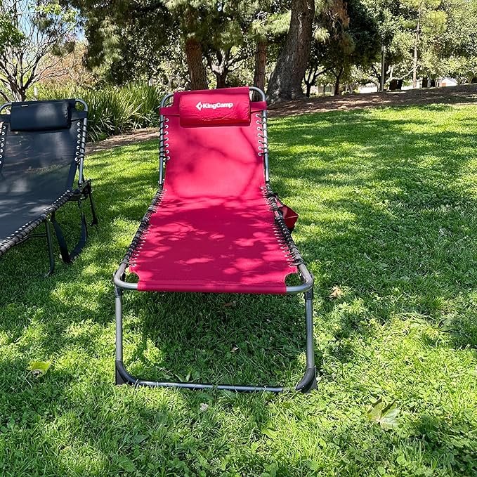 KingCamp Lounge Chair Outdoor, Folding Portable Tanning Chairs Comfy Adjustable - Image 7
