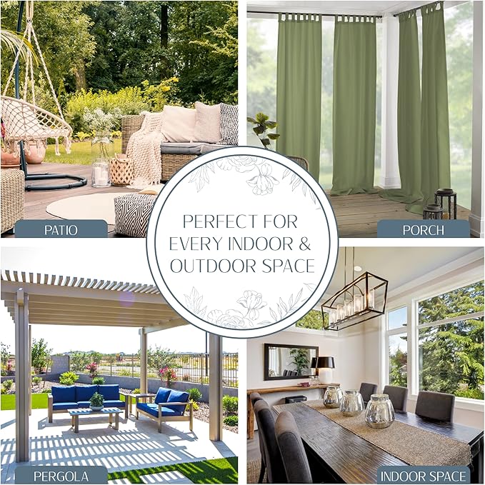 Elrene Home Fashions Matine Weatherproof Tab-Top Indoor/Outdoor Solid Color - Image 3