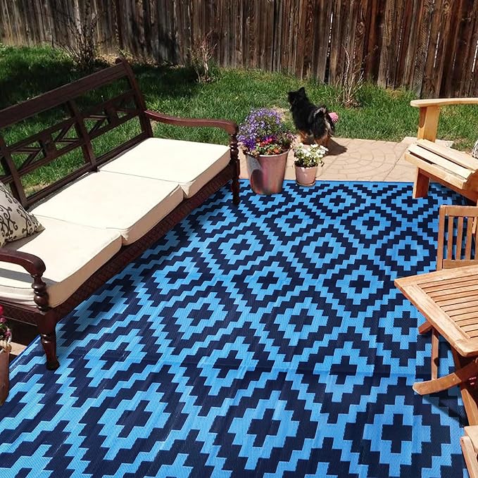 SAND MINE Reversible Mats, Plastic Straw Rug, Modern Area Rug, Large Floor Mat by SANDMIND