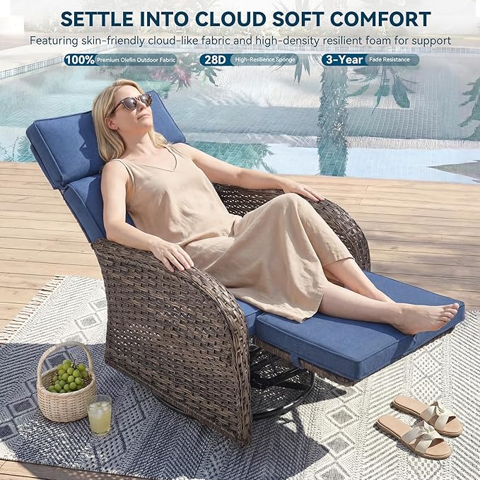 3 Pieces Zero Gravity Patio Swivel Rocking Recliner Chairs Set of 2 - Image 4