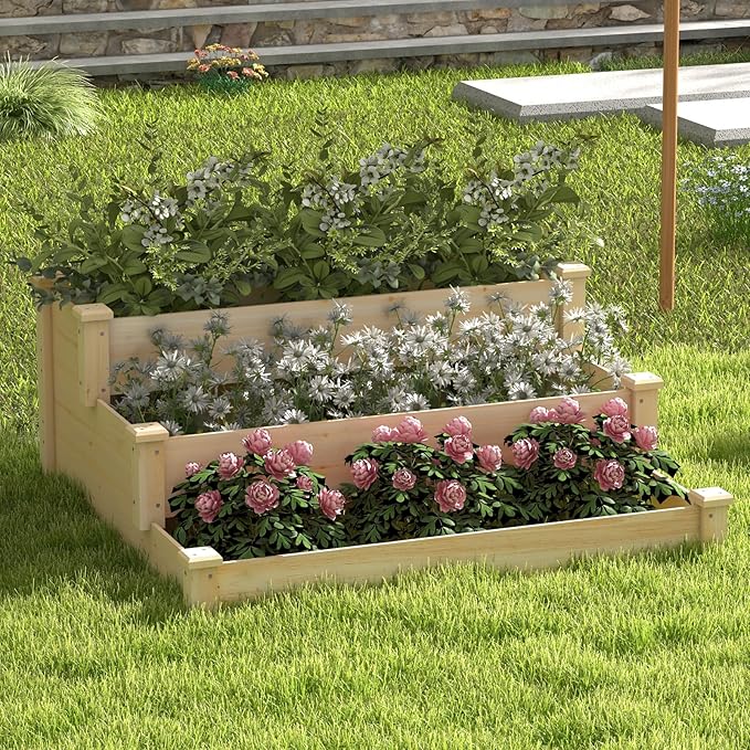 Giantex 3-Tier Raised Garden Bed, Tiered Planter Box w/Open-Ended Base - Image 7