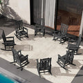 SERWALL Outdoor Rocking Chair Black Set of 8, All Weather Patio Rocking Chair by SERWALL