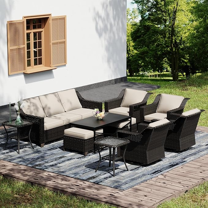 Joyside Wicker Patio Furniture Sets, 10 Pieces Upgraded Large Size Outdoor by Joyside