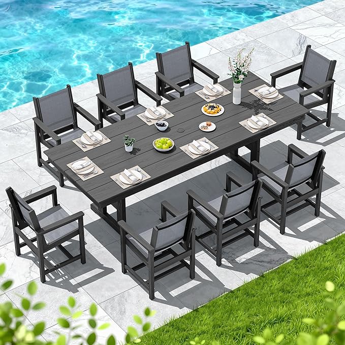 SERWALL 9 Piece Outdoor Dining Set - Image 7