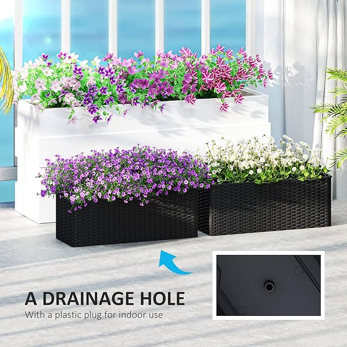 Outsunny Railing Planter Box, Hanging Flower Pots - Image 6