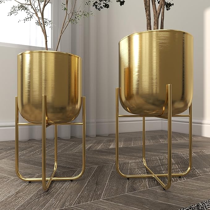 Deco 79 Metal Indoor Outdoor Planter Brushed Dome Large Planter Pot - Image 6