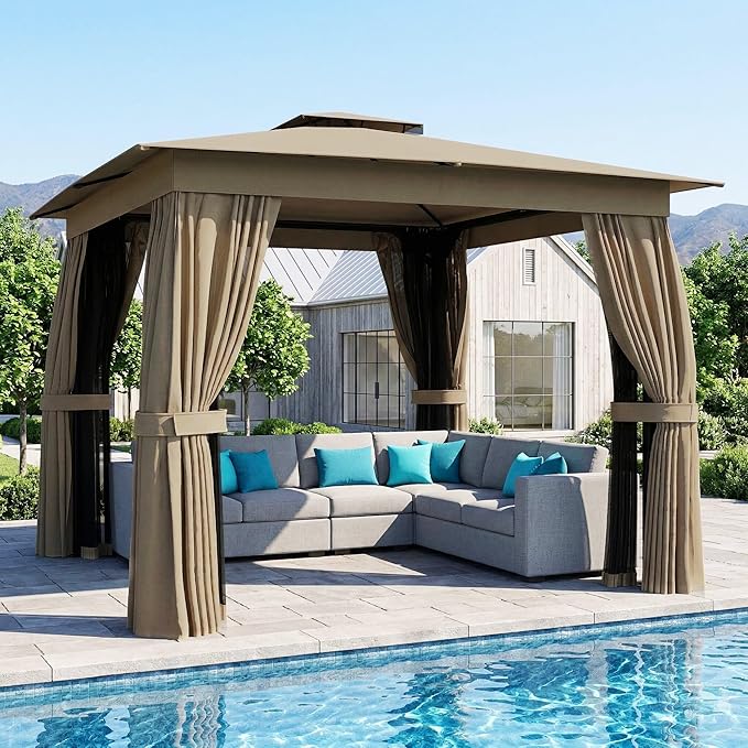 Outsunny 10' x 10' Outdoor Patio Gazebo, Heavy Duty Gazebo Canopy Shelter by Outsunny