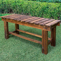 Outdoor Garden Bench, 3-Person Wood Patio Bench Weatherproof Outdoor Backless by LSPYYDS