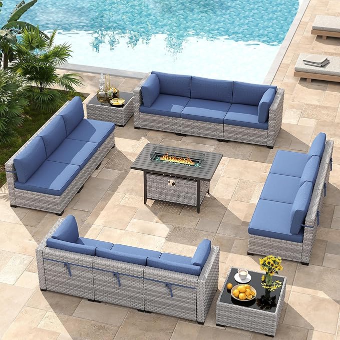 12-Seat Modern Outdoor Wicker Rattan Patio Furniture Set - Image 2