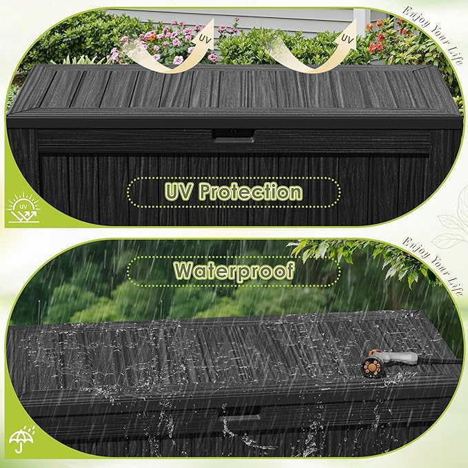 Devoko 125 Gallon Outdoor Storage Box, Waterproof Resin Deck Box - Image 6