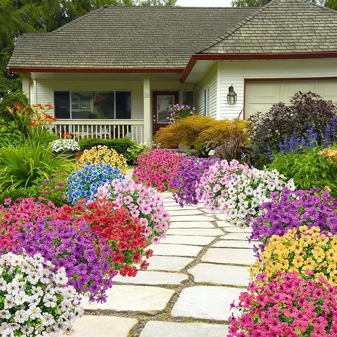 Bassion Artificial Flowers for Outdoors, 24 Bundles UV Resistant Fake Flowers - Image 5