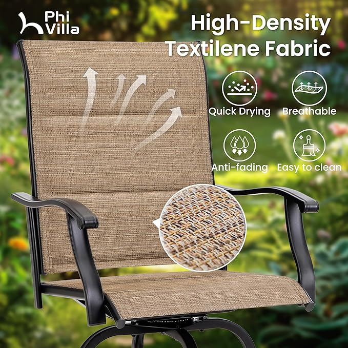 PHI VILLA 7 Piece Patio Bar Dining Set, Bar Height Outdoor Table and Chairs - Image 3