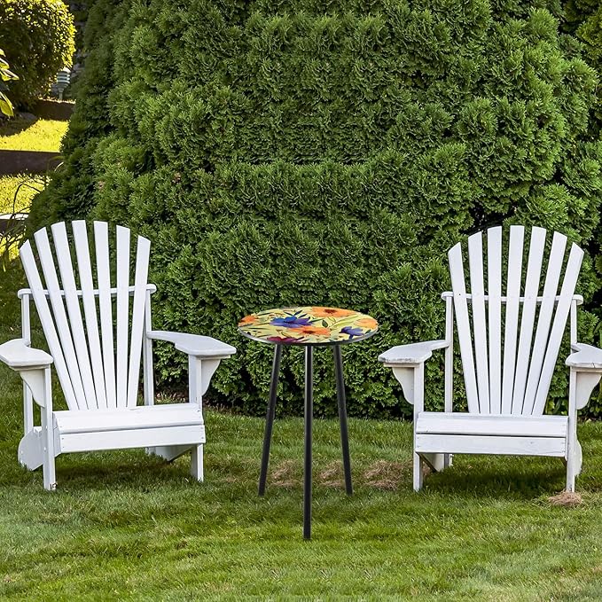 Party Zealot 2 Packs Metal Floral Round Side Table 13.2" Small Outdoor Patio - Image 2