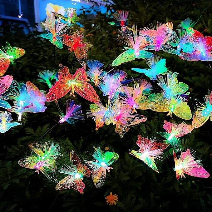 JJGoo 2 Pack Solar Garden Lights, Solar Butterfly Swaying Light - Image 2