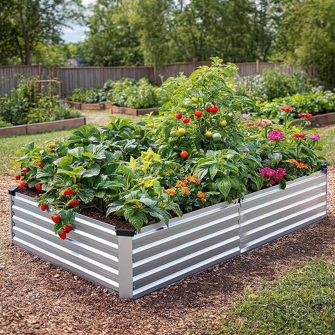 2 Pack 8x4x1FT Galvanized Metal Raised Garden Bed Kit - Image 6