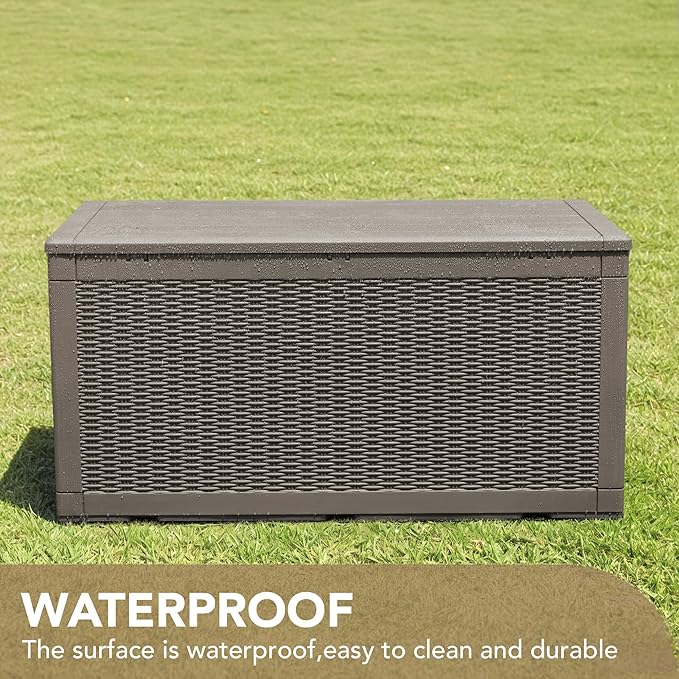 Devoko 100 Gallon Waterproof Large Resin Deck Box Indoor Outdoor Lockable - Image 4
