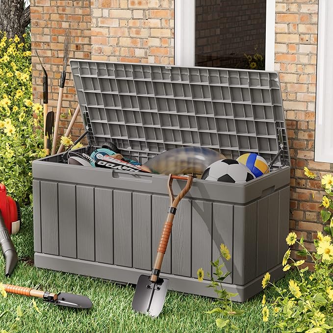 Greesum 82 Gallon Resin Deck Box All Weather Large Outdoor Storage - Image 2