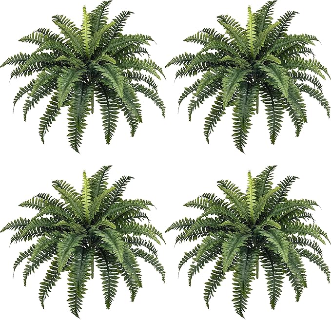 35" Fake Ferns, 4 Large Artificial Bonston Ferns Bushes Plants by ForestPrince