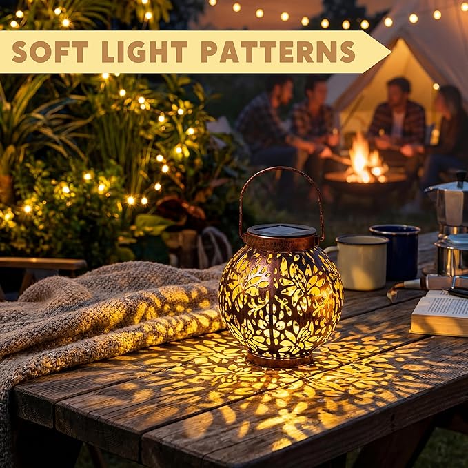 JOIEDOMI 2 Pack Outdoor Solar Hanging Lantern Lights, Waterproof Tabletop - Image 5
