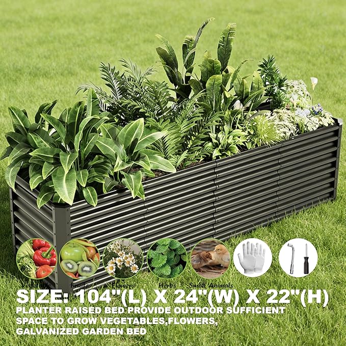 8x2x2ft Raised Garden Bed Kit, Galvanized Planter Garden Boxes Outdoor - Image 5