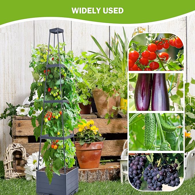 GENMOUS Raised Garden Bed with Tomato Planter Box Trellis, Tomato Planter Cage - Image 3