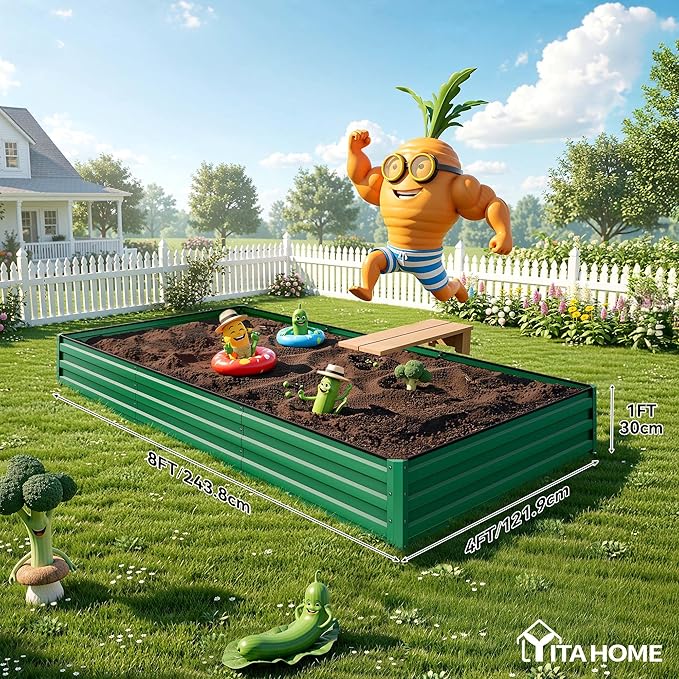YITAHOME 8x4x1ft 2pcs Large Raised Garden Bed Kit, Galvanized Metal Planter Box - Image 8