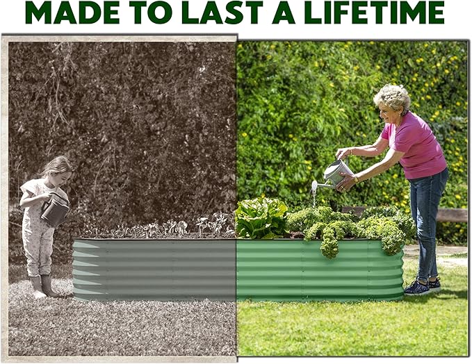 9-in-1 Galvanized Steel Raised Garden Bed // 8×2×1.5 ft Modular Planter - Image 4