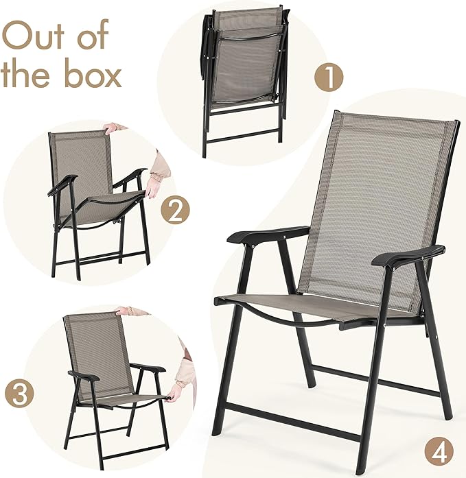 Yaheetech Outdoor Patio Chairs Set of 4, Portable Dining Chairs - Image 8