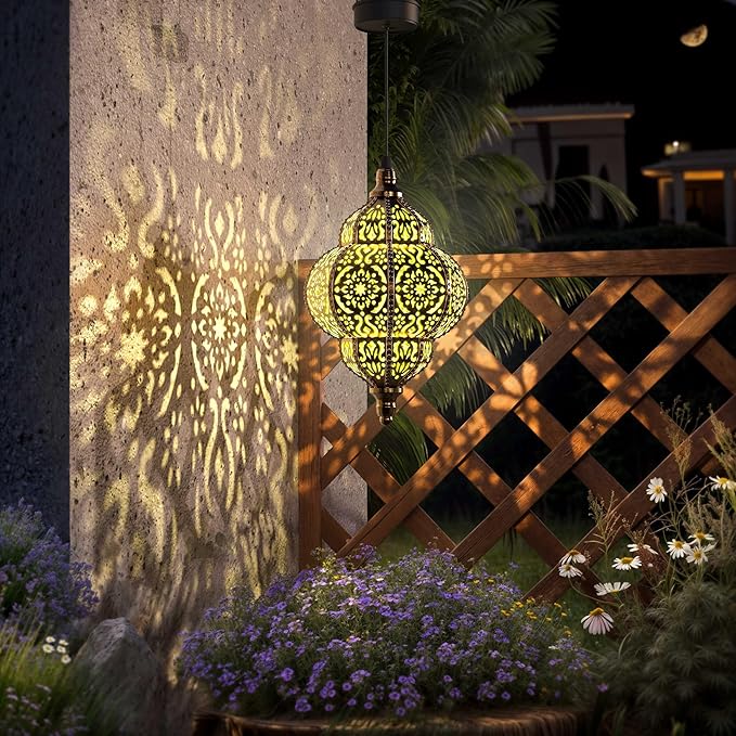 Hanging Solar Lights Outdoor Garden Decor Solar Lantern Waterproof Plastic - Image 3