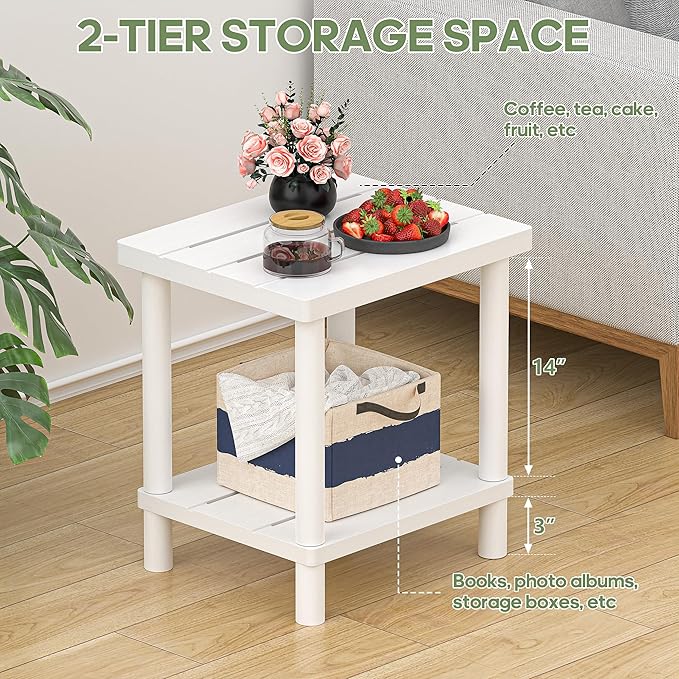 Outdoor Side Table, 2-Tier Small Outdoor Table - Image 3