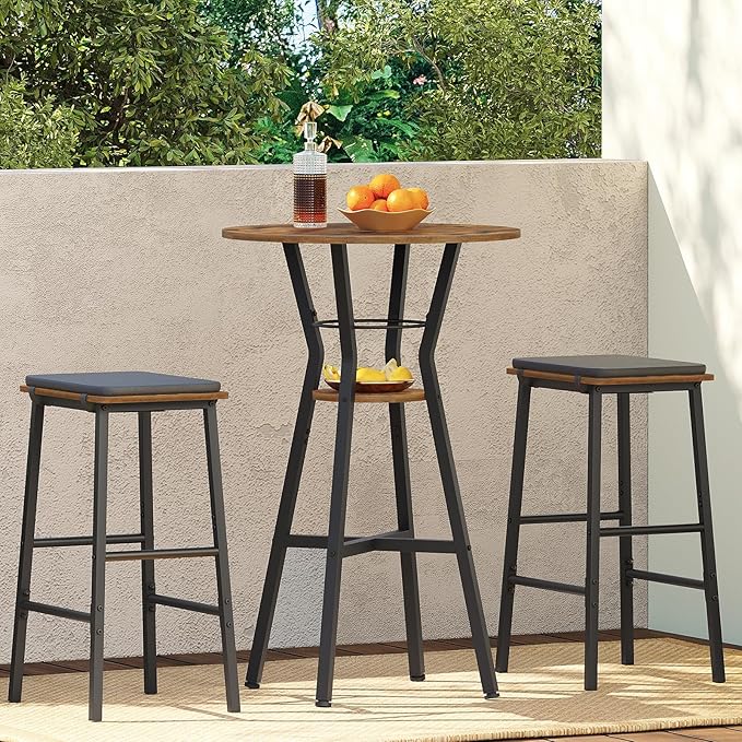 Bar Table, 2-Tier Round High Top Table, Pub Table, Home Bar Counter Height - Image 4