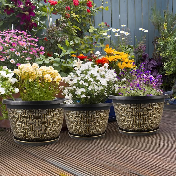 10 Inch Plant Pots, 4 Pack Flower Pots Outdoor - Image 8
