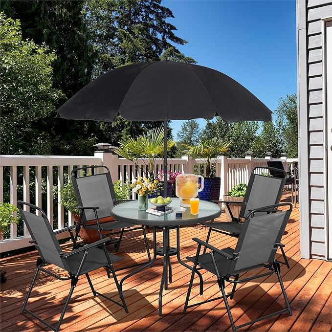 Vongrasig 6 Piece Folding Patio Dining Set, Small Metal Outdoor Garden Patio - Image 9