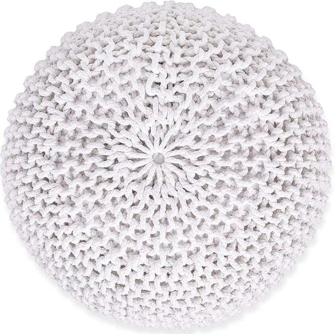 BIRDROCK HOME Round Pouf Ottoman | Cotton Braided Foot Stool - Image 5