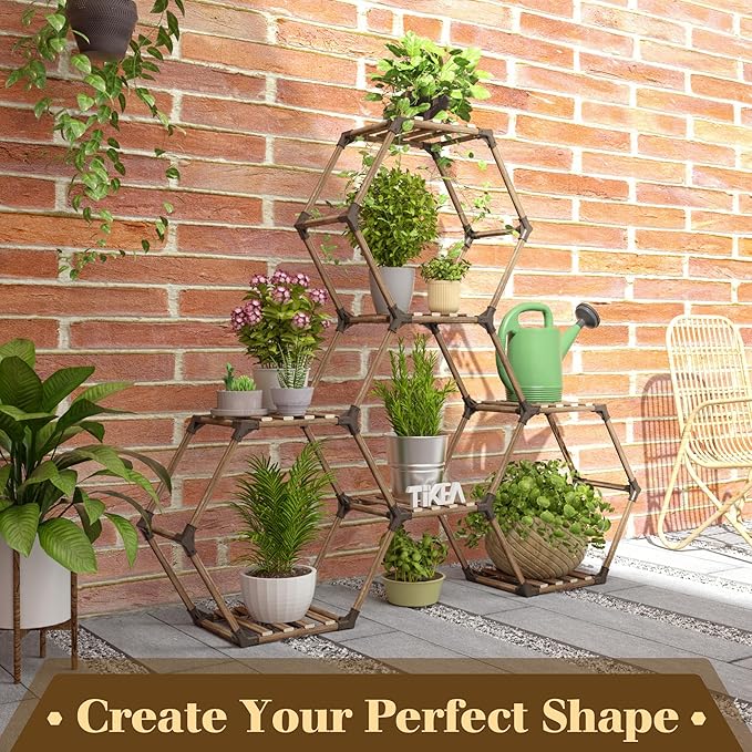 Tikea Plant Stand Indoor Outdoor Hexagonal Plant Stand - Image 3