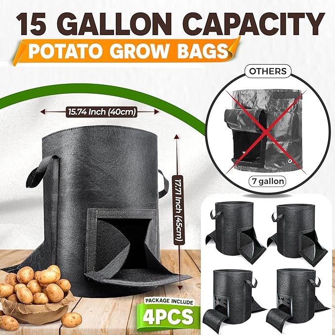 4Pcs 15 Gallon Potato Grow Bags - Image 5