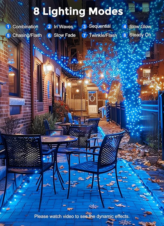 Minetom Solar String Lights for Outside, 33Ft 100 LED Outdoor Solar Fairy Lights - Image 3