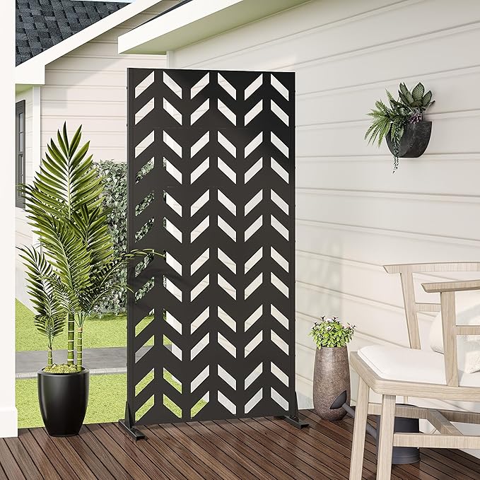 Casaphoria 72" H x 35" W Metal Privacy Screen, Outdoor Freestanding Decorative - Image 3