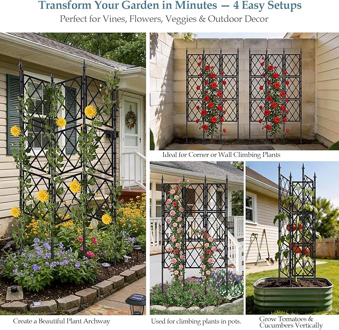 5.25FT Metal Garden Trellis for Climbing Plants Outdoor and Indoor - Image 4