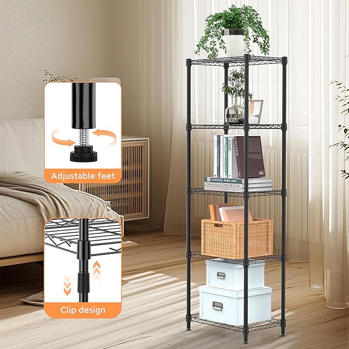 5 Tiers Shelf Metal Storage Shelves Wire Rack Closet Organizers - Image 5