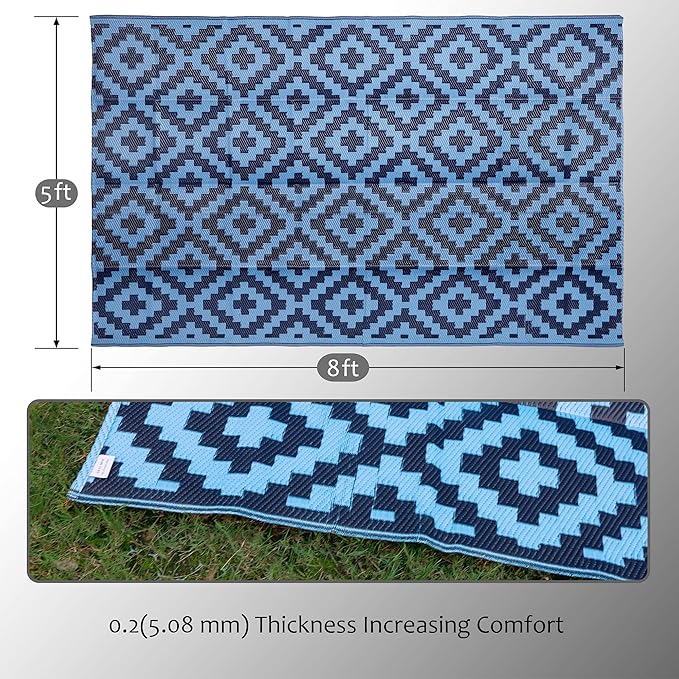 SAND MINE Reversible Mats, Plastic Straw Rug, Modern Area Rug, Large Floor Mat - Image 2