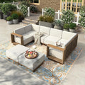 HERA'S HOUSE 8 Pieces Patio Furniture Set, 6 Sectional Outdoor Rattan Wicker by HERASHOUSE