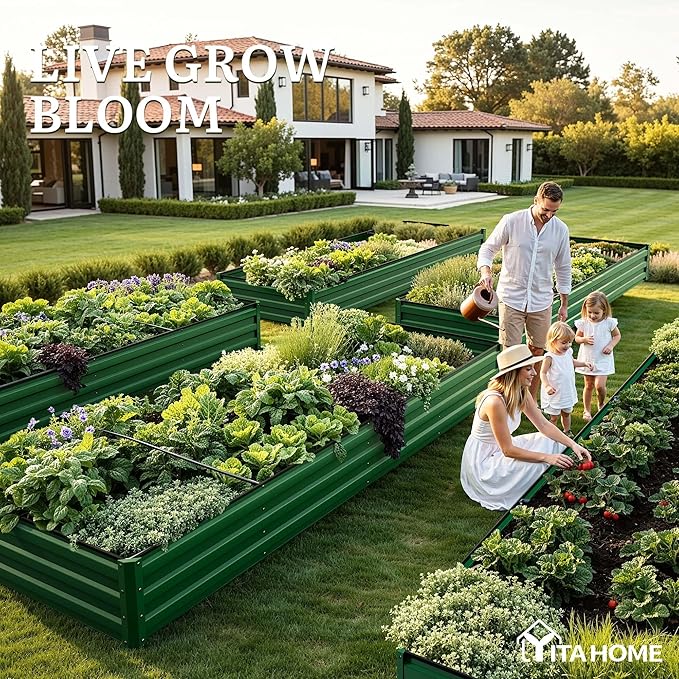 YITAHOME 12x4x1ft Large Raised Garden Bed Kit, Galvanized Metal Planter Box - Image 3