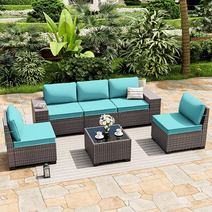 ALAULM 6 Pieces Patio Furniture Set, Oversized Seat/Armrest and High Back - Image 2