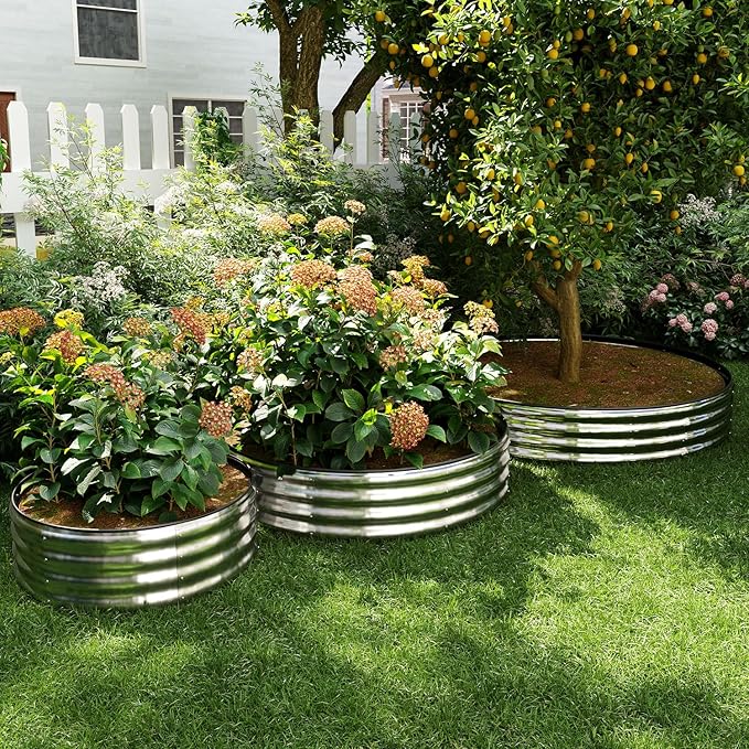 Galvanized Metal Round Raised Garden Bed Outdoor - Image 6