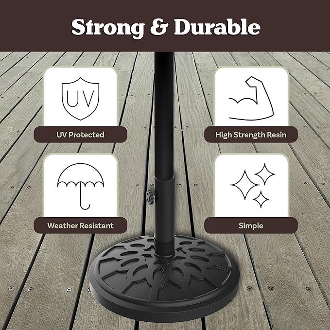 Umbrella Base - Heavy-Duty 19lbs Weighted Outdoor Stand - Image 6